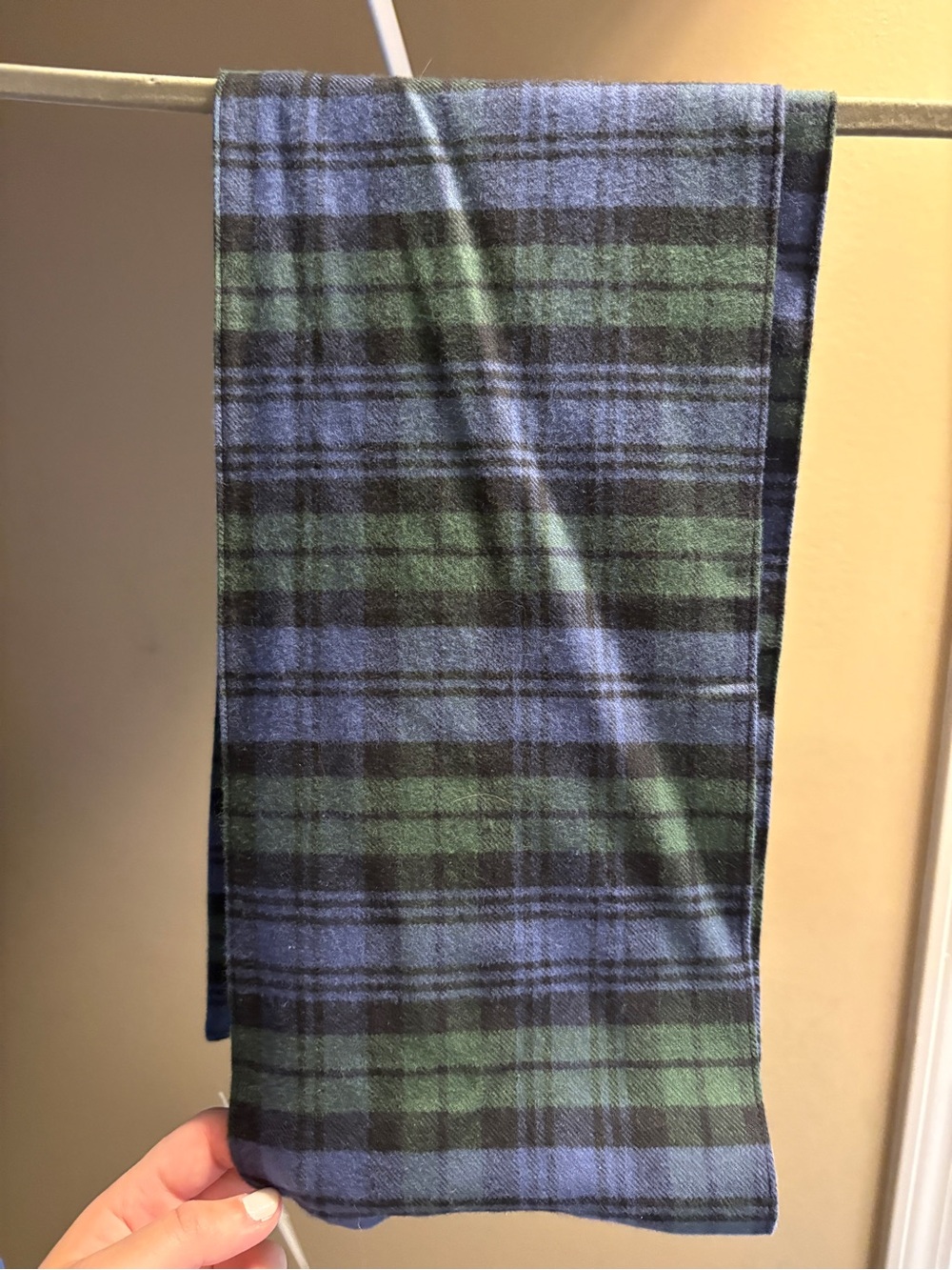Plaid Blue & Green Wool Scarf